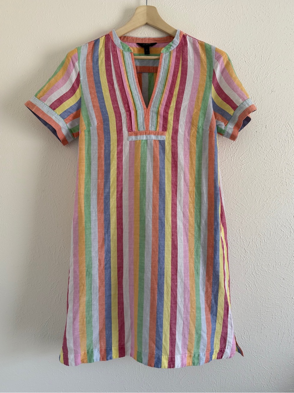 Women’s Cody JCrew Linen Cotton blend Striped Rainbow Multi Colored Tunic Dress